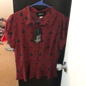 Collectif Burgundy Cat Peplum